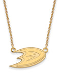 10k Gold NHL LogoArt Anaheim Ducks Letter D Small Pendant 18 inch Necklace