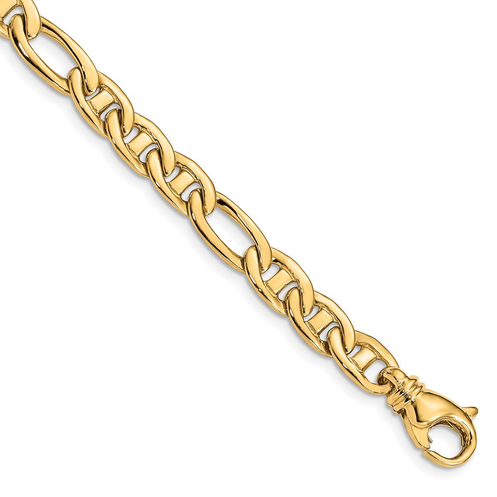 14K 20 inch 6.5mm Solid Hand Polished Fancy Flat Anchor Link with Fancy Lobster Clasp Chain