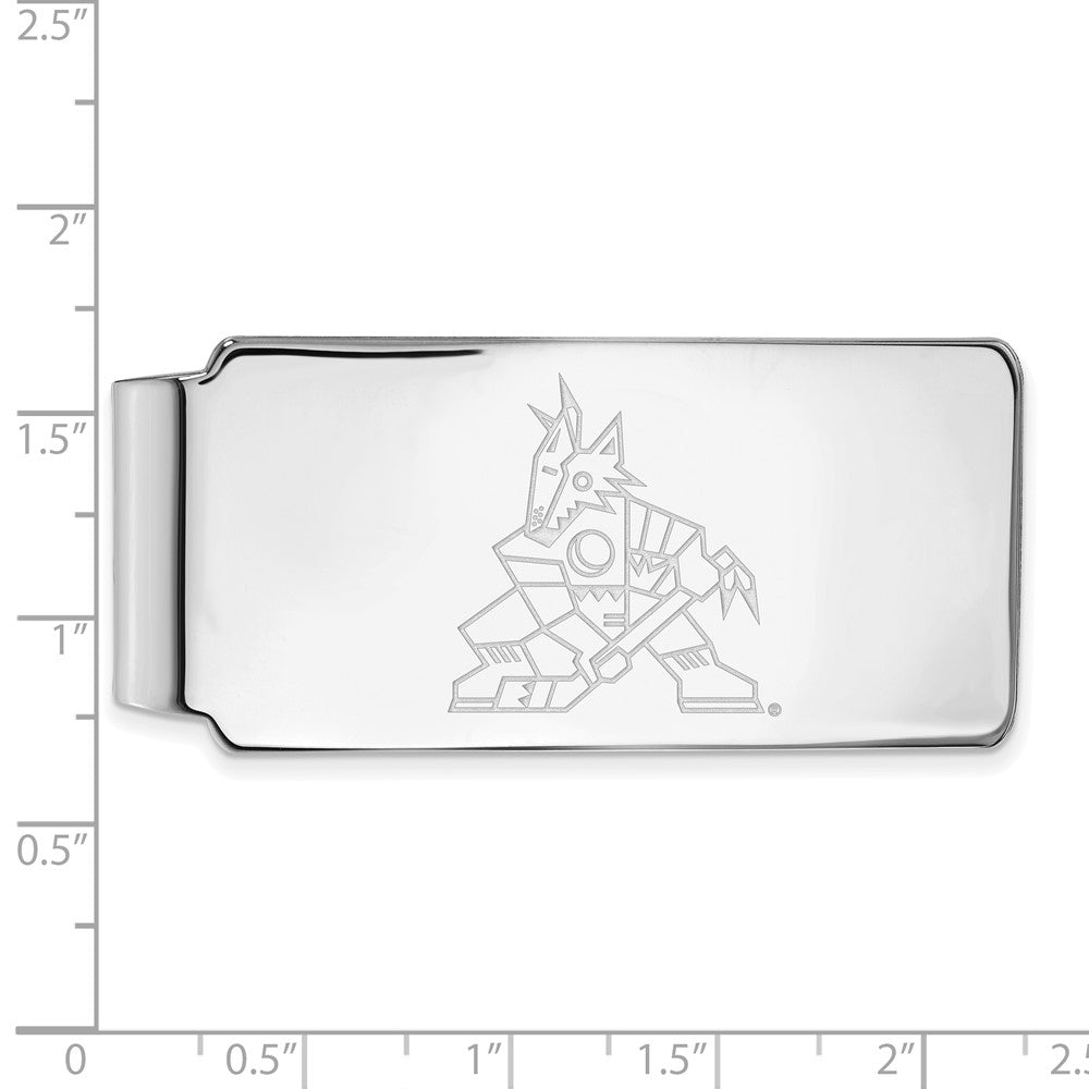 Sterling Silver Rhodium-plated NHL LogoArt Arizona Coyotes Money Clip