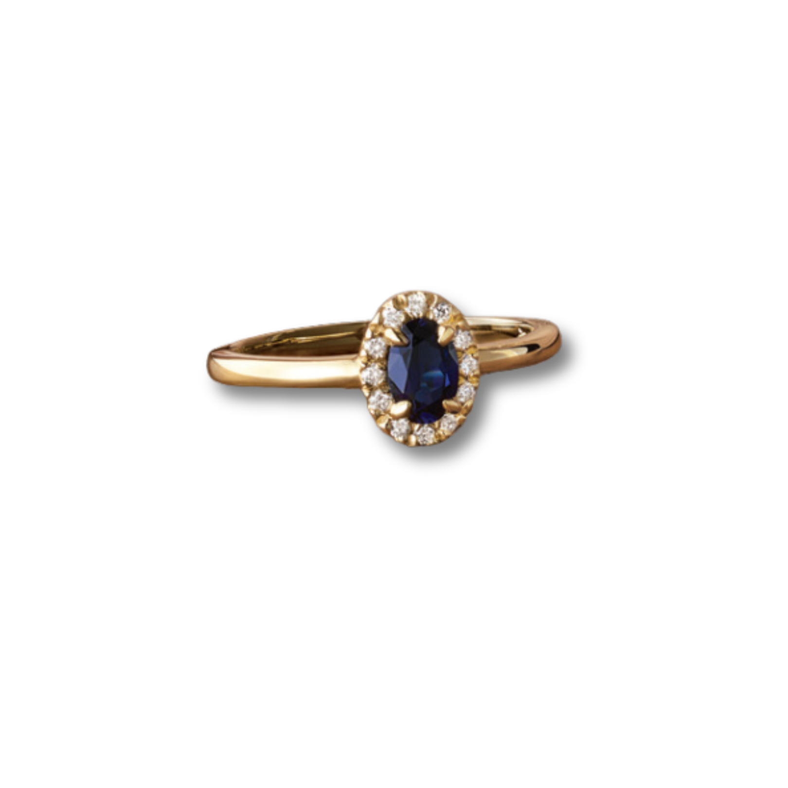 Lab-Grown Blue Sapphire and Natural Diamond French-Set Halo-Style Ring