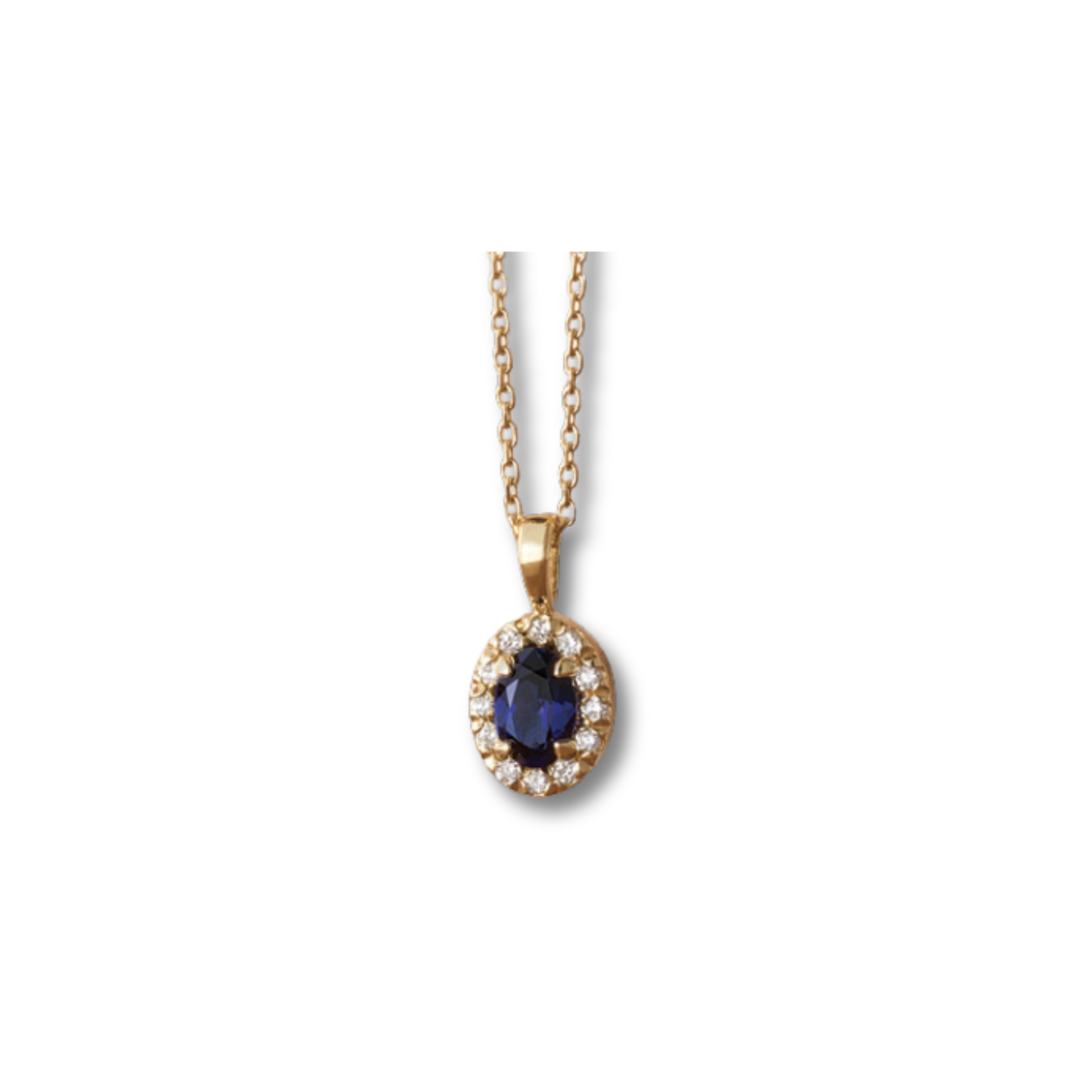 Lab-Grown Blue Sapphire and Natural Diamond Necklace
