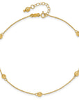 14k Diamond-cut Bead w/ 1in ext. Anklet