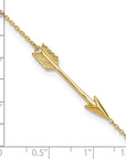 14K Polished Arrow 9in Plus 1in ext. Anklet