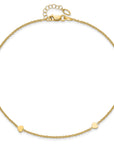 14K Polished Hearts 10in Plus 1in ext. Anklet