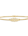 14k Polished Filigree Heart 10inch Anklet