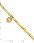14k Figaro Link with Dangling Heart Anklet