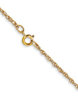 14K 18 inch Carded 1.15mm Cable Rope with Spring Ring Clasp Chain