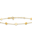 14K Polished Disc 9in Plus 1in ext. Anklet