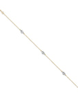 14k Two-tone Puff Heart 9in Plus 1in ext Anklet