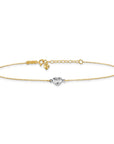 14k Two-tone Puff Heart 9in Plus 1in ext Anklet