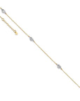 14k Two-tone Puff Heart 9in Plus 1in ext Anklet