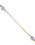 14k Two-tone Puff Heart 9in Plus 1in ext Anklet