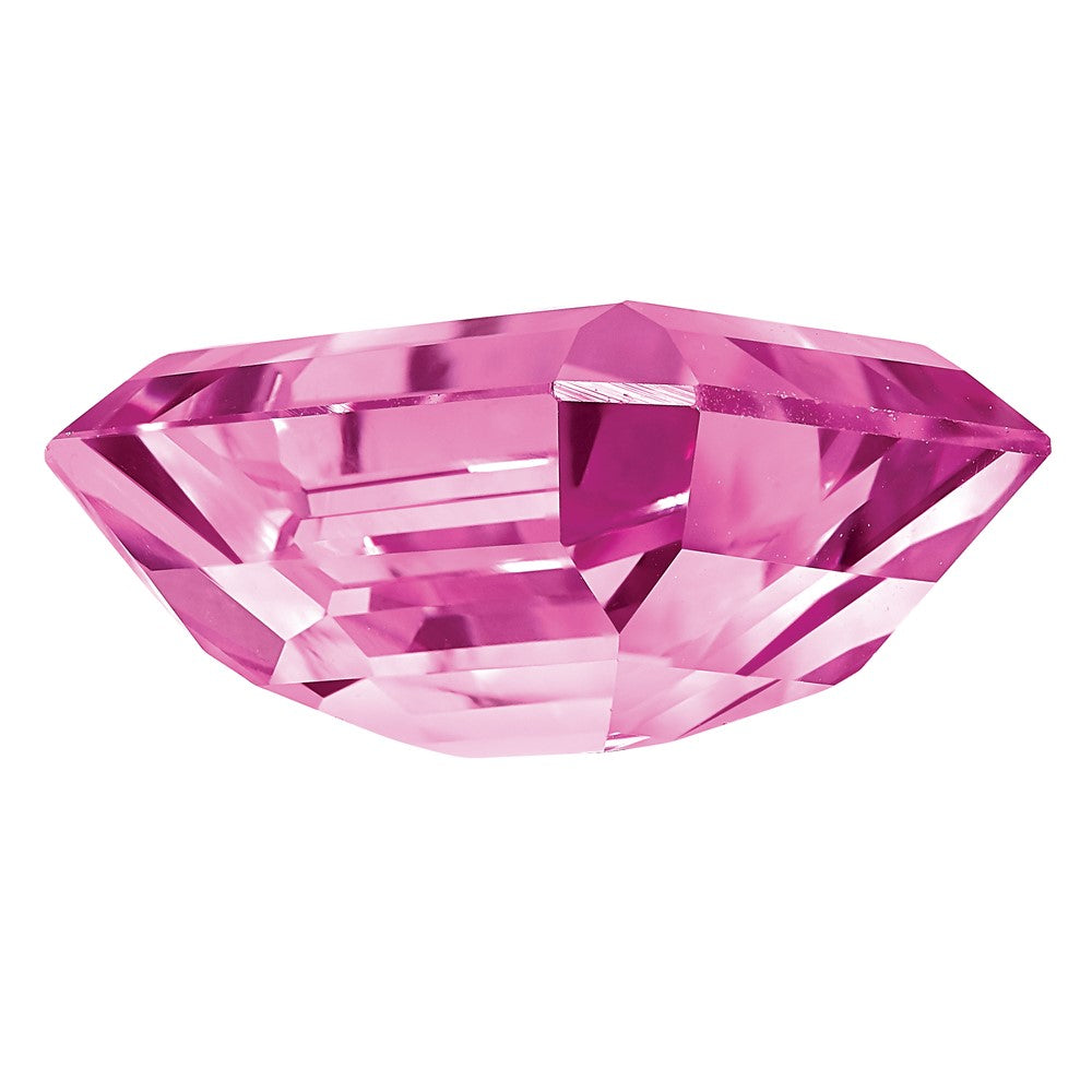 Created Pink Sapphire 9x7mm Emerald Cut