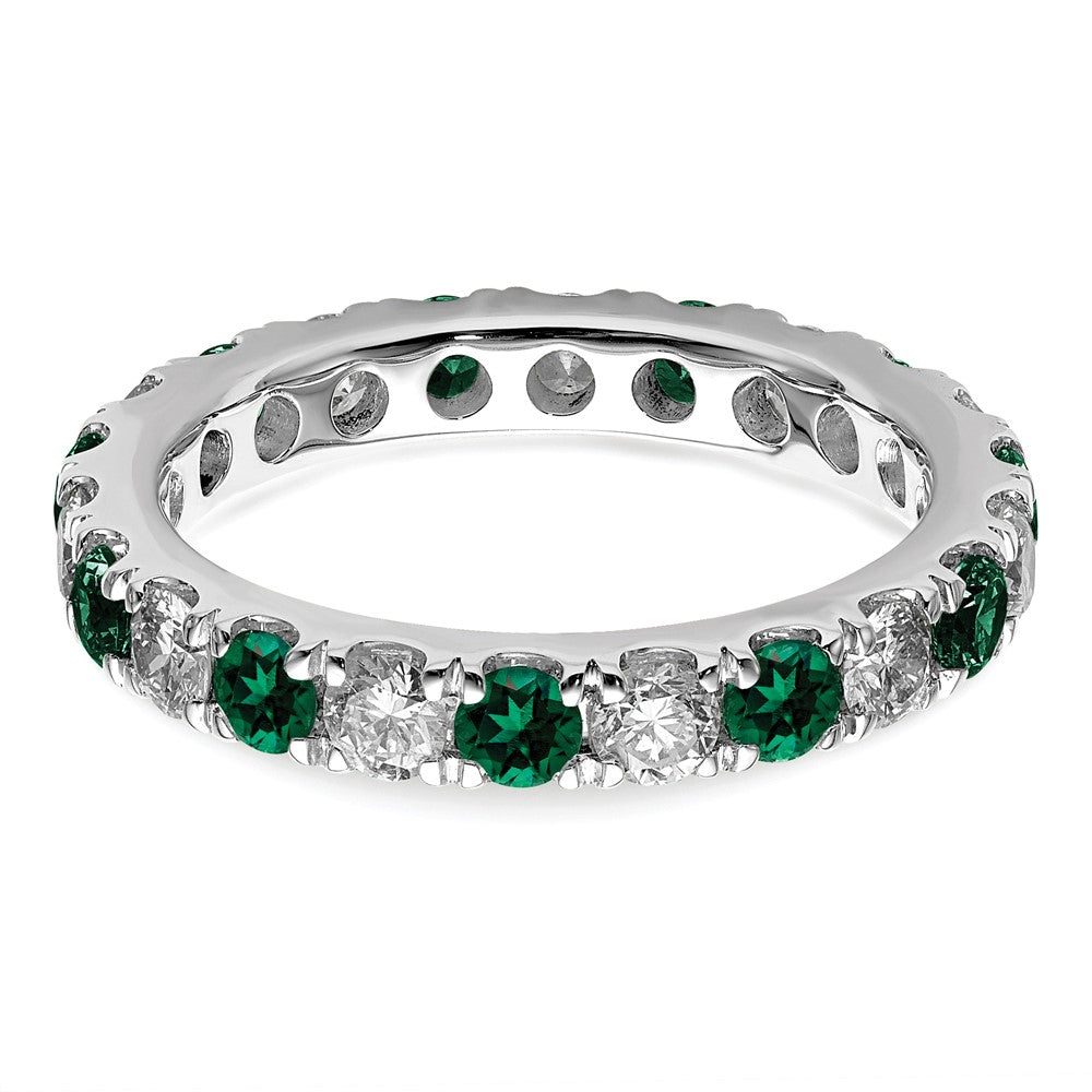 14K White Gold Lab Grown Dia VS/SI GH &amp; Cr Emerald Eternity Band