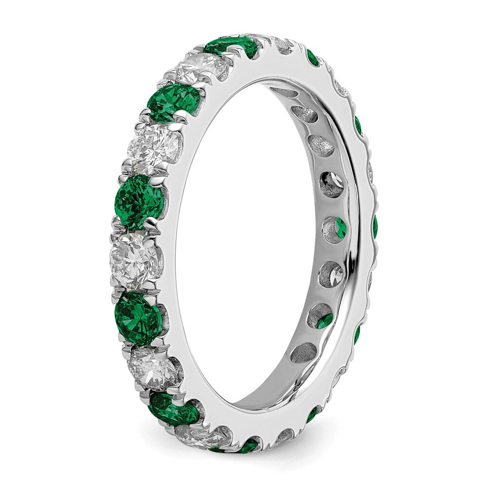 14K White Gold Lab Grown Dia VS/SI GH &amp; Cr Emerald Eternity Band