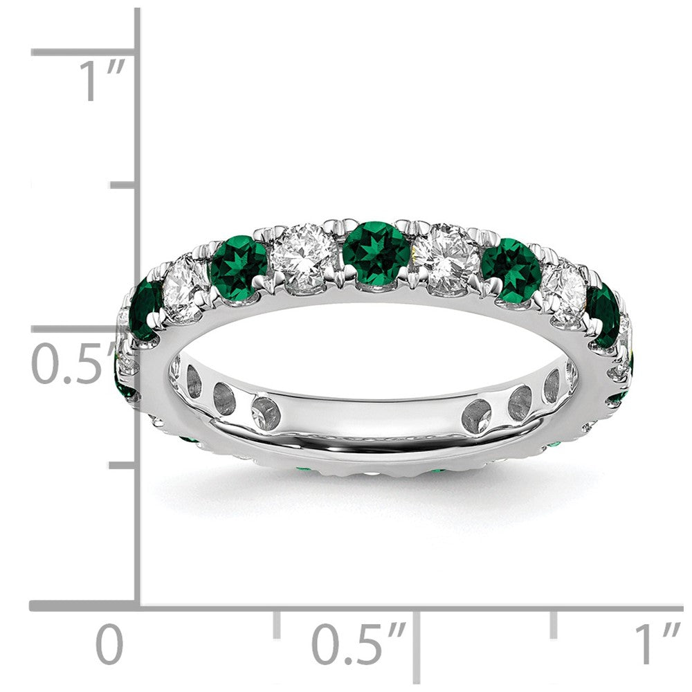 14K White Gold Lab Grown Dia VS/SI GH &amp; Cr Emerald Eternity Band