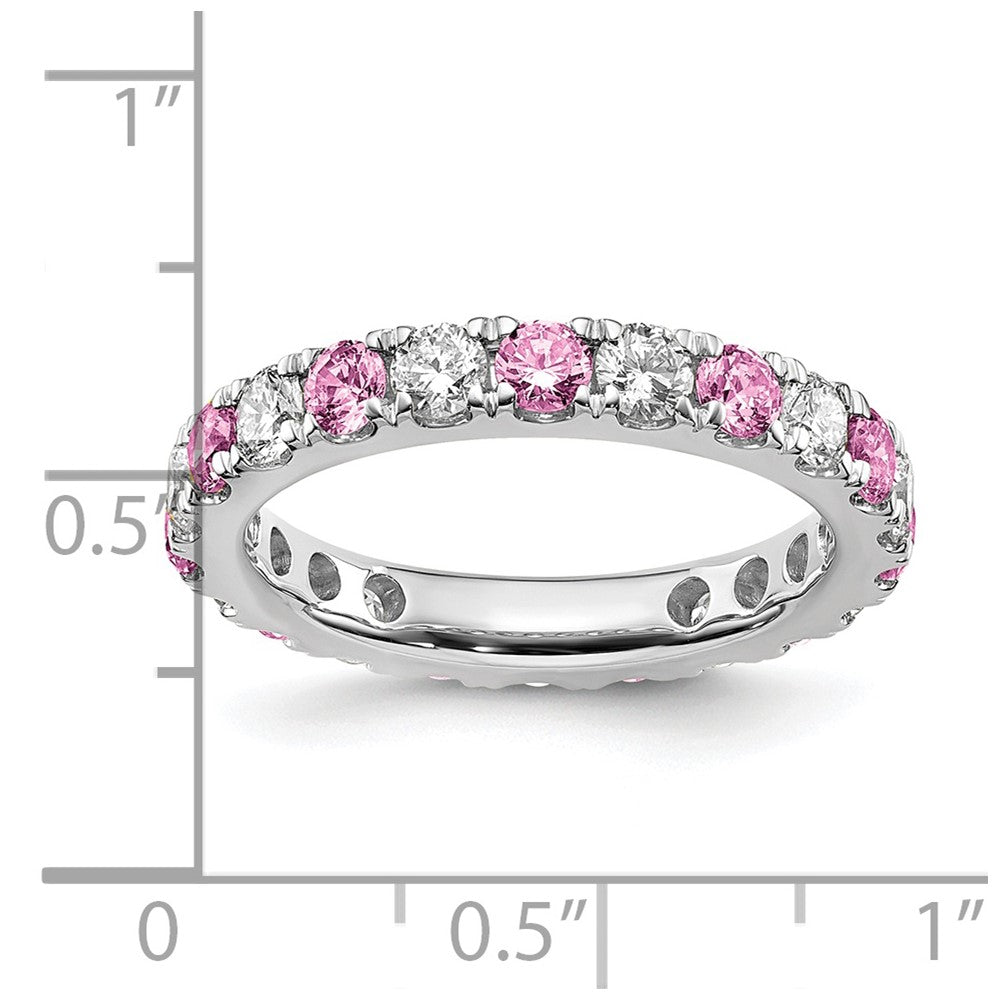 14K White Gold Lab Grown Dia VS/SI GH &amp; Cr Pink Sapp Eternity Ban