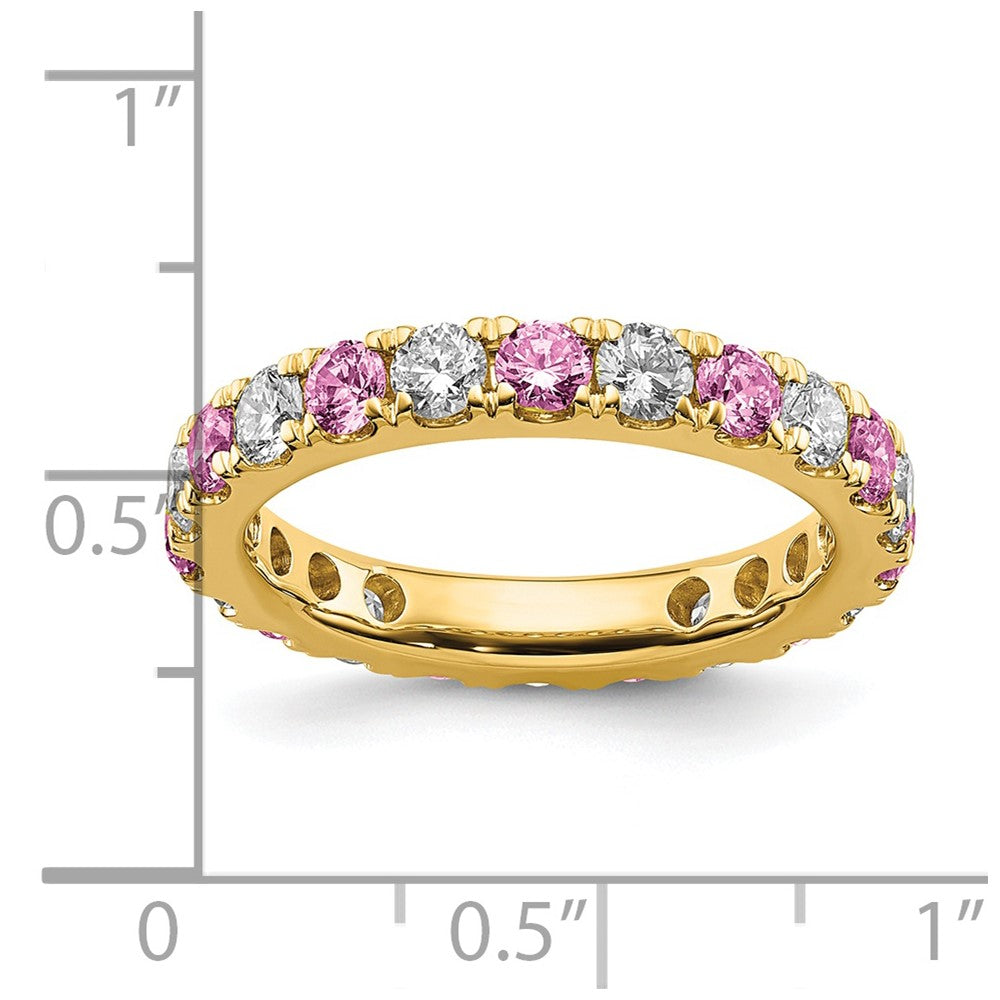 14K Lab Grown Diamond VS/SI GH &amp; Cr Pink Sapp Eternity Band