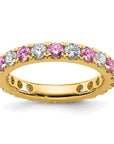 14K Lab Grown Diamond VS/SI GH & Cr Pink Sapp Eternity Band