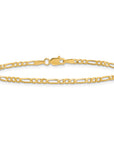 14K 9 inch 2.25mm Flat Figaro with Lobster Clasp Anklet