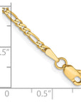 14K 9 inch 2.25mm Flat Figaro with Lobster Clasp Anklet