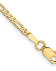 14K 9 inch 2.25mm Flat Figaro with Lobster Clasp Anklet