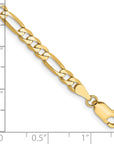 14K 8 inch 4mm Flat Figaro with Lobster Clasp Bracelet