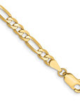 14K 8 inch 4mm Flat Figaro with Lobster Clasp Bracelet