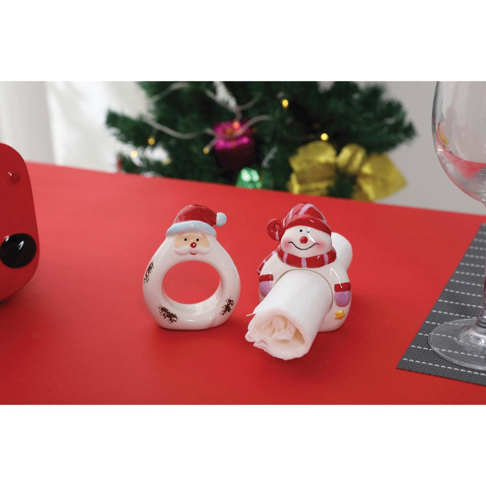 Santa Set of Four Ceramic Napkin Holders