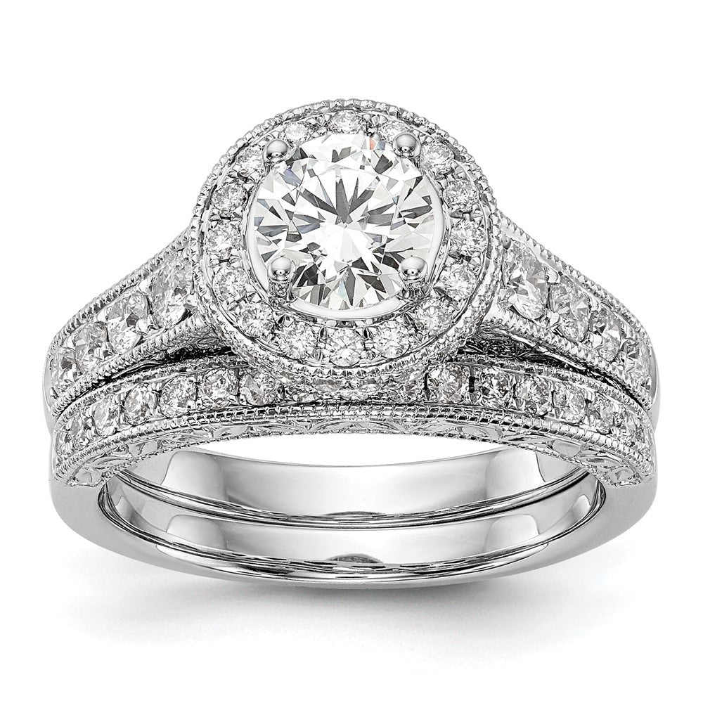 14K White Gold Lab Grown Diamond VS/SI GH, Semi-Mount Halo Eng Ring