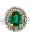 14K Two-Tone Lab Grown Diamond & Created Emerald Ring