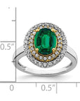 14K Two-Tone Lab Grown Diamond & Created Emerald Ring