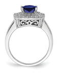 14K White Gold Lab Grown Diamond & Created Blue Sapphire Ring