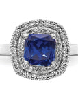 14K White Gold Lab Grown Diamond & Created Blue Sapphire Ring