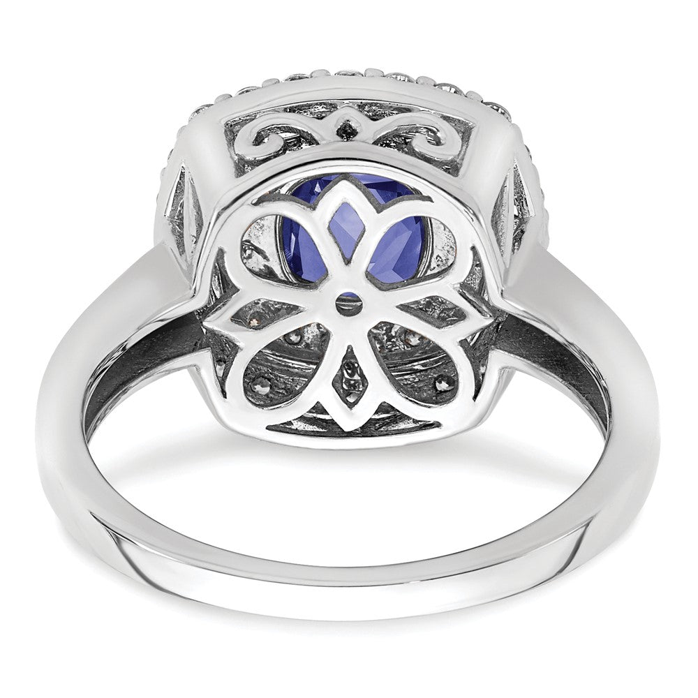 14K White Gold Lab Grown Diamond &amp; Created Blue Sapphire Ring