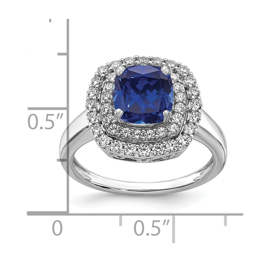 14K White Gold Lab Grown Diamond &amp; Created Blue Sapphire Ring