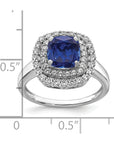 14K White Gold Lab Grown Diamond & Created Blue Sapphire Ring