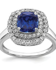 14K White Gold Lab Grown Diamond & Created Blue Sapphire Ring