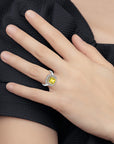 14K Two-Tone Lab Grown Diamond & Created Yellow Sapphire Ring