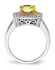 14K Two-Tone Lab Grown Diamond & Created Yellow Sapphire Ring