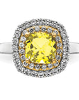 14K Two-Tone Lab Grown Diamond & Created Yellow Sapphire Ring