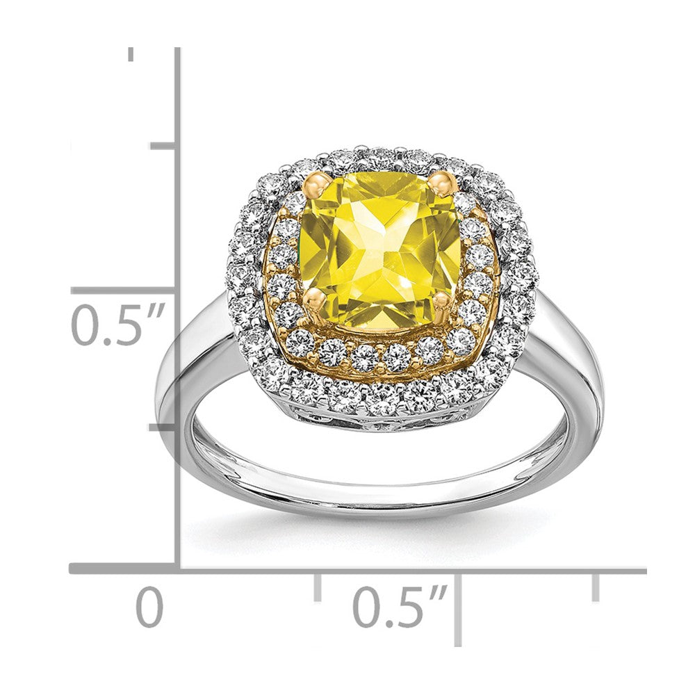 14K Two-Tone Lab Grown Diamond &amp; Created Yellow Sapphire Ring