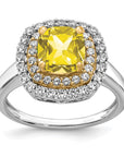 14K Two-Tone Lab Grown Diamond & Created Yellow Sapphire Ring