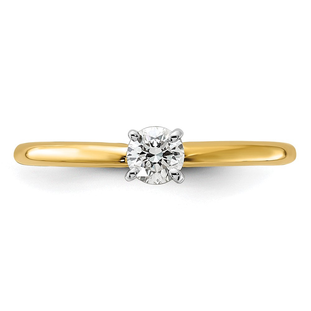 14K Two-Tone 1/4 carat Round VS/SI DEF Lab Grown Diamond Solitaire 4 Prong Size 10 Engagement Ring