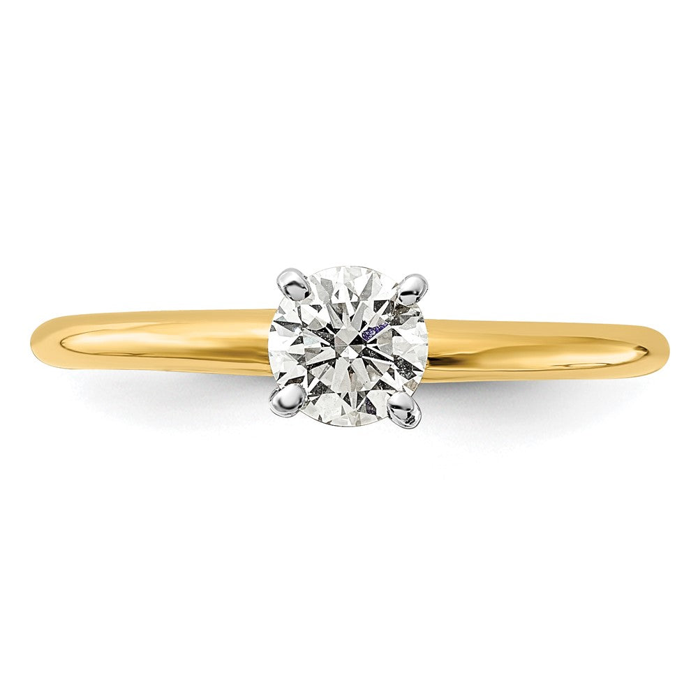 14K Two-Tone 1/2 carat Round VS/SI GH Lab Grown Diamond Solitaire 4 Prong Size 5 Engagement Ring