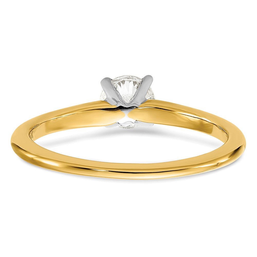 14K Two-Tone 1/2 carat Round VS/SI GH Lab Grown Diamond Solitaire 4 Prong Size 5 Engagement Ring