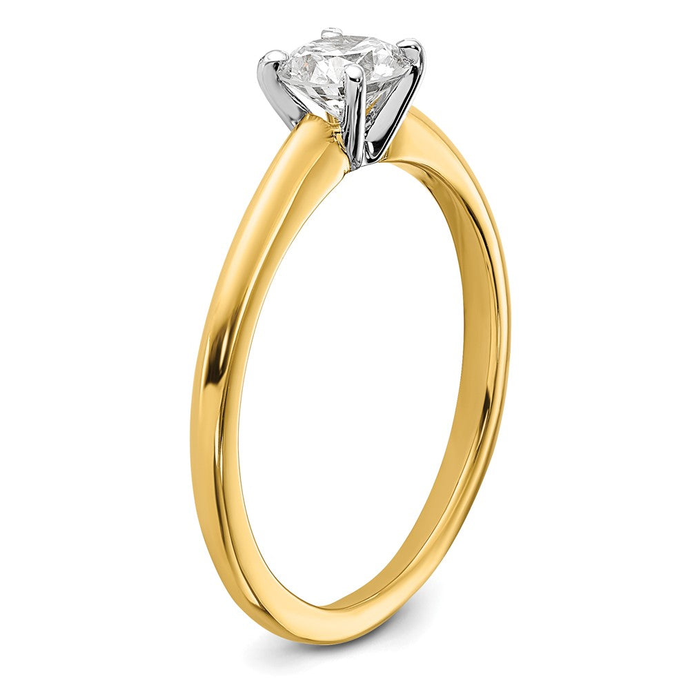 14K Two-Tone 1/2 carat Round VS/SI GH Lab Grown Diamond Solitaire 4 Prong Size 5 Engagement Ring