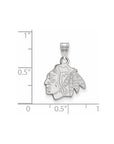 Sterling Silver Rhodium-plated NHL LogoArt Chicago Blackhawks Small Pendant