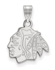 Sterling Silver Rhodium-plated NHL LogoArt Chicago Blackhawks Small Pendant