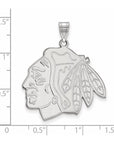 Sterling Silver Rhodium-plated NHL LogoArt Chicago Blackhawks Extra Large Pendant